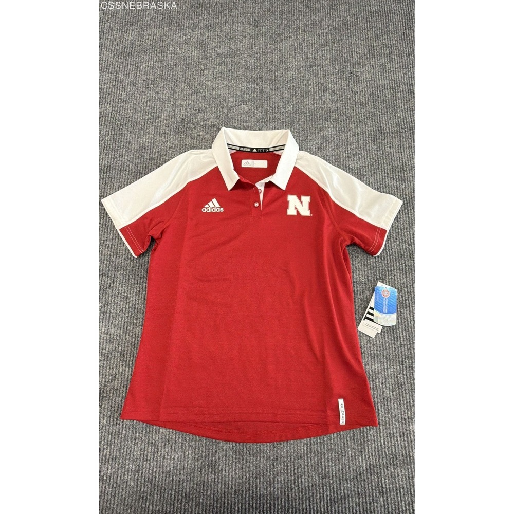 Adidas Red/White Climalite Nebraska Cornhuskers polo shirt. - Size L